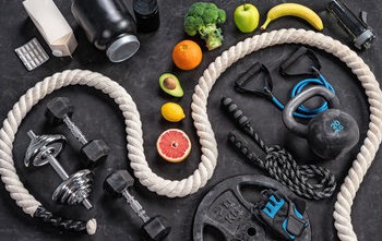Exercise equipment and nutritional fruits and vegetables 