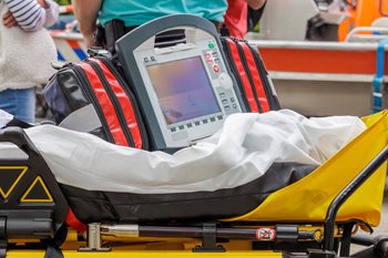 EMS EKG machine on ambulance stretcher/gurney