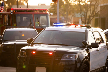fire and police cars