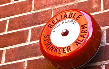 Fire alarm on brick building