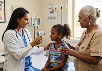Nurse taking care of pediatric patient.