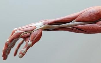 Anatomical model of arm bones and muscles