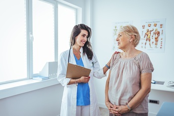 Nurse with patient for menopause consult