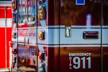 ambulance on the road. 