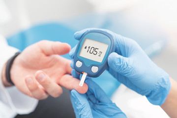 checking glucose via finger stick