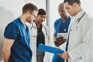 Group of healthcare staff conversating
